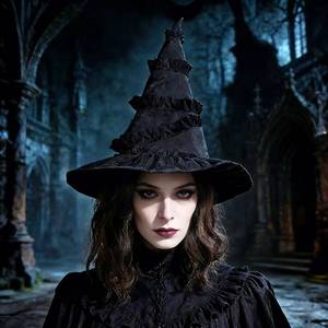 Nuevo Sombrero de Bruja Negro con Volantes de Encaje 2026, Disfraz Mágico para Cosplay, Halloween, Fiestas y Actuaciones Escénicas - Product Image 2