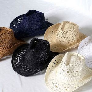 High Quality Vintage Outdoor Summer Wholesale Cowboy <b>Straw</b> <b>Hat</b> Sombrero Western Cowboy <b>Hat</b> Adult With Windproof Rope - Product Image 2