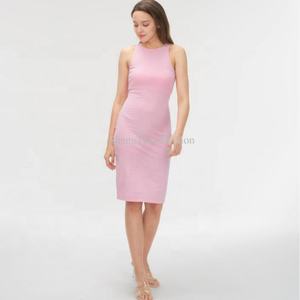 Vestido Midi de Punto Casual Elegante OEM, Nuevo, Sexy, con Pliegues en la Espalda y Cintura, Sin Mangas, para Mujer, Color Rosa, Ajustado, para Uso Diario en Verano - Product Image 2