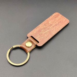 Luxury DIY Blank Wood Keychain Wholesale Key <b>Ring</b> Round& Rectangle Car Keychain Decoration Key Holders - Product Image 2