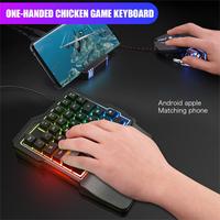 Teclado RGB para juegos de una mano, 35 teclas USB con cable Rainbow Letters Glow Teclado de una sola mano con reposamuñecas Soporte Teclas multimedia