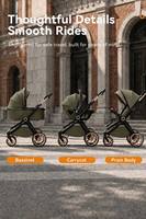 Système de poussette de voyage 3 en 1 de luxe Ningbo Youbei, pliable, avec berceau, roues couleur or rose et siège auto pour bébé