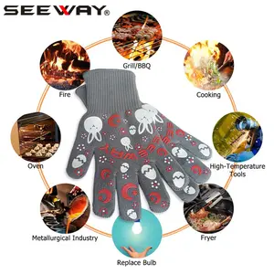 Seway En407 Gecertificeerde Handschoenen Hittebestendig Voor Bbq Camping Bakken Haardkachel Barbecue En Pot Holding