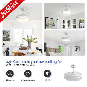 1stshine LED Ventilador de techo 3 PC Aspas Acabado en blanco Ventilador de Techo Retráctil inteligente con luz LED - Product Image 4