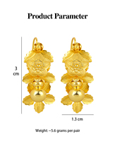 Boucles d'oreilles pendantes en forme de gourde plaquées or S925, motif floral, style vintage, porte-bonheur pour femme, cadeau, support vente en gros et personnalisation