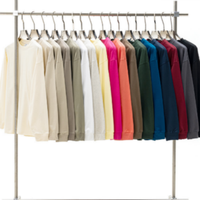 T-shirt Homme 100% Coton Épais Coupe Ample Col Rond Manches Longues Design Uni Anti-Plis Anti-Bouloches Tissu 305g