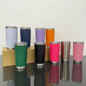 แก้วสแตนเลสสตีลสองชั้นสุญญากาศขนาด 20 ออนซ์ สีสันสดใส เคลือบผง พร้อมฝาเลื่อนสำหรับสลักเลเซอร์ - Product Image 1