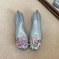 Sandales d'été pour femmes, style coréen, en PVC, décontractées, à bout carré, à bout ouvert, à motifs mignons, perforées