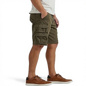 Shorts décontractés pour hommes en polyester tissé extensible, taille mi-haute, avec logo frontal et braguette boutonnée, anti-humidité, pour l'été - Product Image 1