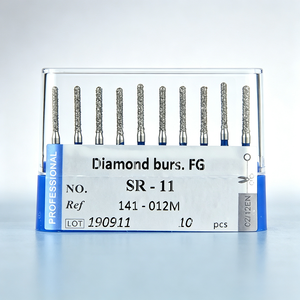 Fraise diamantée <span class=keywords><strong>dentaire</strong></span> FG en acier inoxydable, cylindrique, à grain moyen, biocompatible, pour pièce à main haute vitesse, polissage <span class=keywords><strong>dentaire</strong></span> et couronnes - Product Image 4