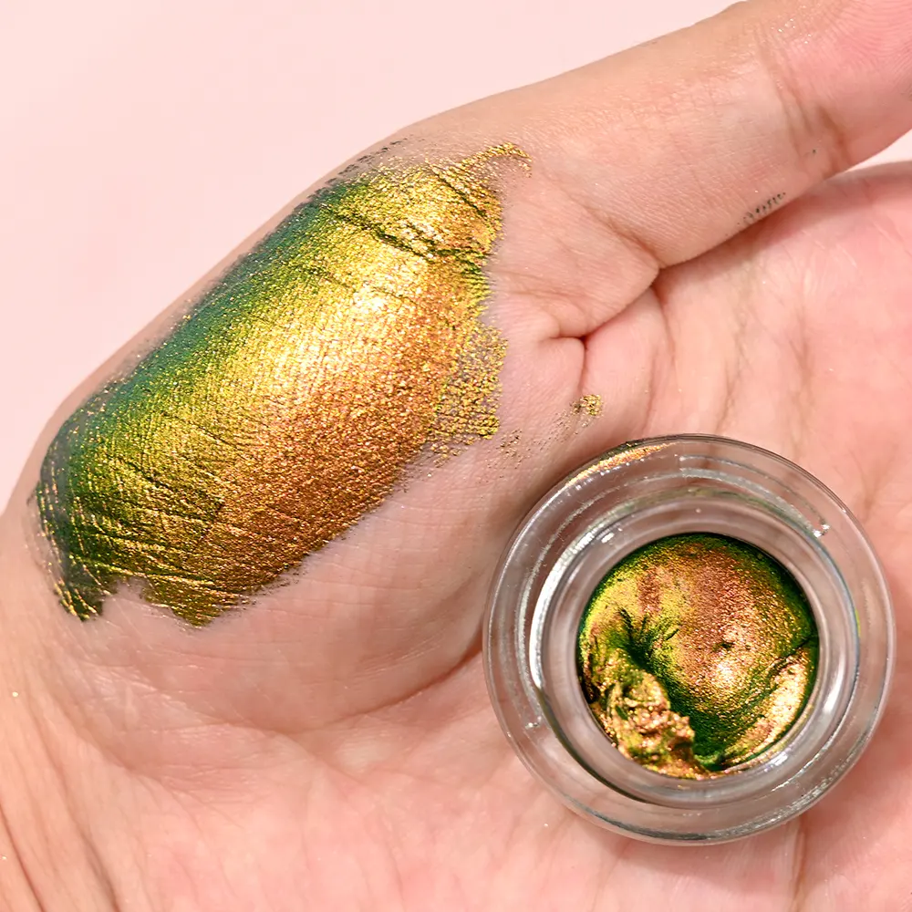 Trucco multocromatico color crema metallizzato luccicante duocromo camaleonte olografico Glitter illuminante ombretto di gelatina umida vegana