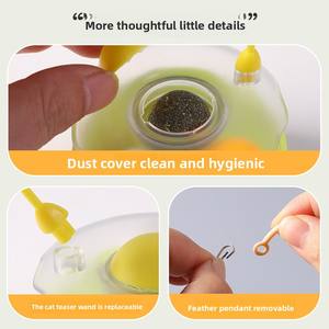 Baguette de chaton automatique avec plume et jouet à <span class=keywords><strong>bascule</strong></span> en forme de dessin animé, résistante aux morsures, pour l'auto-entretenissement et le soulagement de l'ennui - Product Image 4