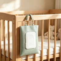 Pochette en cuir PU souple pour lingettes humides avec couvercle rabattable, support portable pour lingettes de bébé, sac à suspendre pour poussette, cadeau pour maman