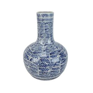 <span class=keywords><strong>Vase</strong></span> sphérique en porcelaine RZKY55-A de 15 pouces, motif floral de feuilles bleues et blanches, pour la décoration de la maison - Product Image 1