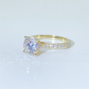 Anel de prata esterlina 925 de joia fina, anéis de casamento e noivado de 8mm, cortado redondo de diamante, cor d, anel de moissanite - Product Image 4