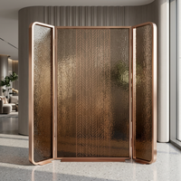 Paravent pliant multi-panneaux en acier inoxydable or rose, séparateur de pièce moderne découpé au laser, cloison artistique pour salon de villa