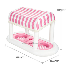 Bar flottant gonflable d'été <span class=keywords><strong>pour</strong></span> <span class=keywords><strong>piscine</strong></span> avec auvent pare-soleil en tissu, glacière et plateau porte-boissons - Product Image 6