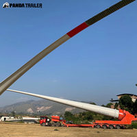 Trailer Semi Teleskopik Kontrol Jarak Jauh dengan Kemudi Hidrolik Baja Tugas Berat 80T+ Muatan untuk Turbin Angin 5MW 6MW