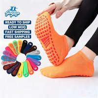 Chaussettes antidérapantes de haute qualité pour hommes, femmes et enfants – Lot en gros de chaussettes courtes antidérapantes amusantes pour l'été, le trampoline et le yoga