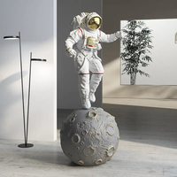 ECOJAS Statue d'astronaute personnalisée en résine de fibre de verre, décor de statue de maison, figurine d'astronaute grandeur nature de 130cm