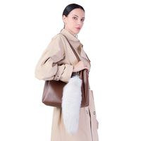 Porte-clés en fourrure de renard bon marché pour sac à main, décor naturel avec breloque, queue de renard, grande taille 40cm, vente en gros