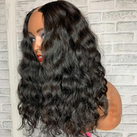 Perruque mi-tête Afro bouclée HD sans colle, partie en V/U, densité 180 %, cheveux humains brésiliens Remy pour femmes noires, effet mouillé/ondulé