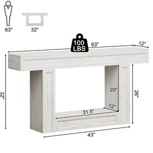 Mesa de Entrada de Madera SENYU con Cajón, Estilo Rústico, Consola de Almacenamiento, Acabado Blanco Antiguo, Iluminación por Inducción, Anti-Vuelco - Product Image 3