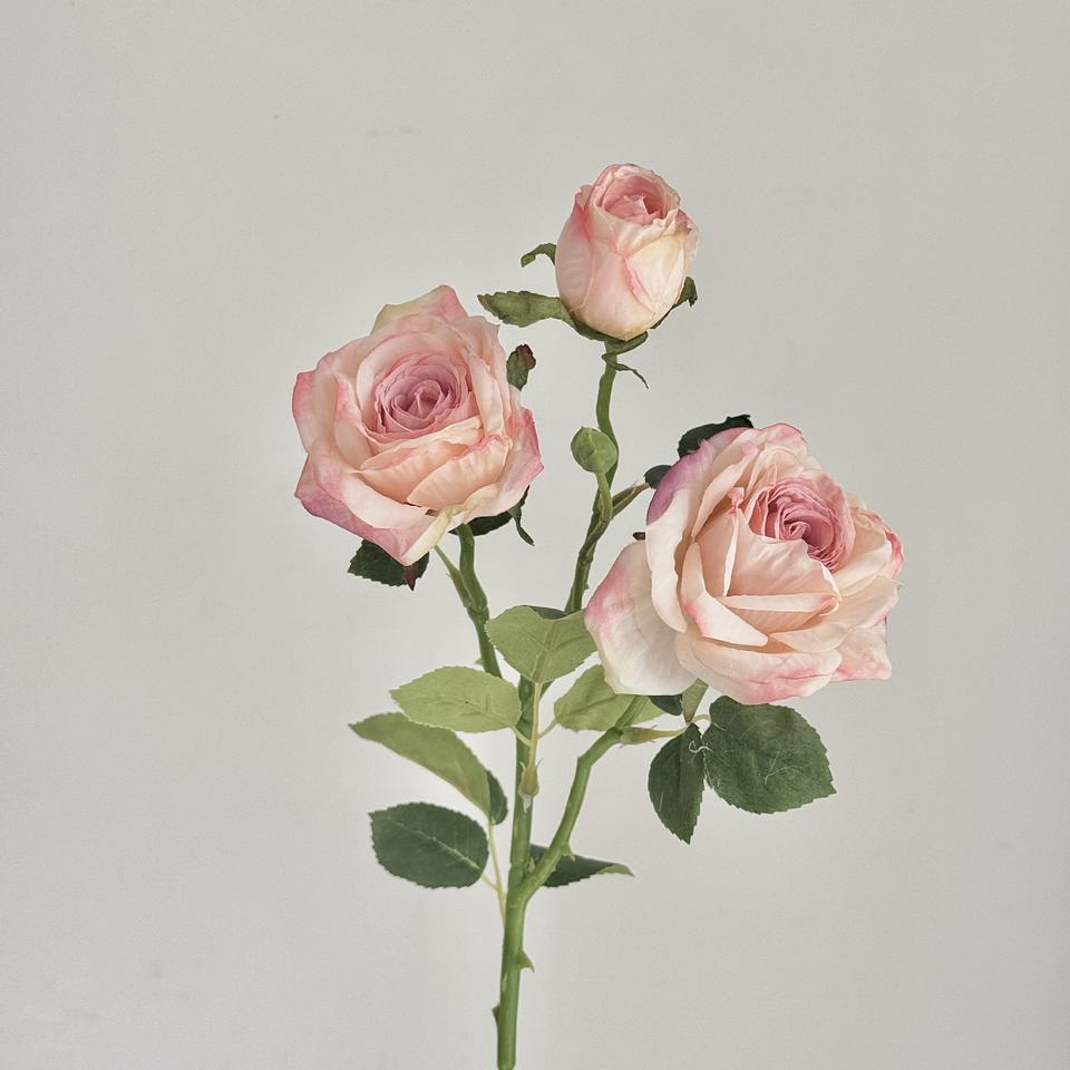 3-Tier Frayed Edge Rose Artificial Flower Modern Autumn Multi-Head ...