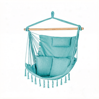 Fauteuil suspendu pliable en macramé avec coussin en tissu et toile, confort bohème pour l'extérieur