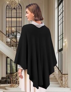 Châle carré en mélange de laine mérinos pour <span class=keywords><strong>femme</strong></span>, <span class=keywords><strong>poncho</strong></span> doux à devant ouvert - Product Image 4