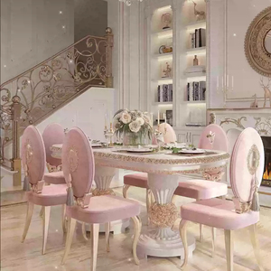 <span class=keywords><strong>Tavolo</strong></span> <span class=keywords><strong>e</strong></span> <span class=keywords><strong>sedie</strong></span> da pranzo ovali in legno massello bianco intagliato, stile lusso leggero francese, per 4 persone - Product Image 6
