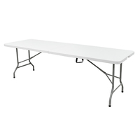 Table pliante en plastique de haute qualité, pour extérieur, fête, pique-nique, blanche, portable, rectangulaire, 8 pieds