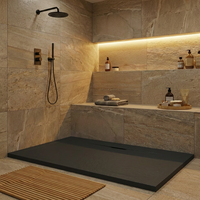 Receveur de douche rectangulaire moderne noir 1200x800mm en SMC, robuste, antidérapant, certifié CUPC CE, en résine de pierre, directement de l'usine