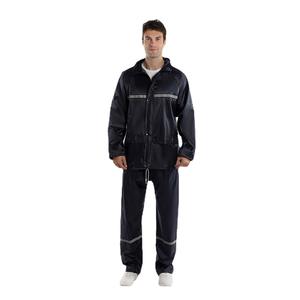 Conjunto de impermeable de dos piezas de poliéster y PVC para adulto, reflectante, para ciclismo eléctrico, venta al por mayor de fábrica, con tira engrosada - Product Image 2