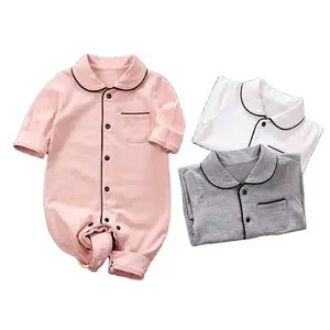 Pyjama d'été en coton pour bébé, vêtement fin à manches longues, à angle plat, combinaison confortable pour garçons et filles, tenue d'escalade pour nouveau-né,
