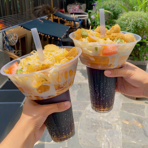New Function 2 <strong>in</strong> 1 PP Snack and Drink <strong>Cup</strong> Disposable <strong>Plastic</strong> <strong>Cup</strong> with Snack Bowl on Top for Hot Pot Milk Tea Ice Snacks - Product Image 1