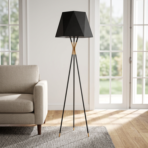 Modern <b>Black</b> Tripod Floor Lamp with Iron <b>Shade</b> Adjustable Arc LED E26 Base Ra90 Stainless Steel for Hotel Bedroom <b>Lighting</b> - Product Image 2