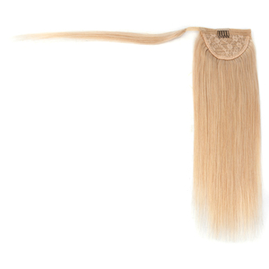 K.SWIGS 100% Remy Human Hair Natural Straight Pre-Bonded Ponytail Clip-in <b>Wrap</b> Extensions in <b>Stretched</b> Length for Daily or Party - Product Image 2
