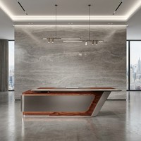 Table de direction Elite en bois de placage naturel avec peinture à base d'eau et finition cristal, mobilier de bureau exécutif en MDF E1