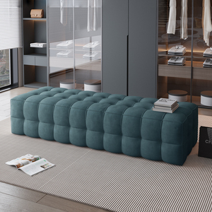 Panca in Velluto Stile Italiano Europeo di Lusso Leggero per <span class=keywords><strong>Camera</strong></span> da Letto, Divano, Salotto, Pouf, <span class=keywords><strong>Sgabello</strong></span> per Negozio di Abbigliamento - Product Image 4