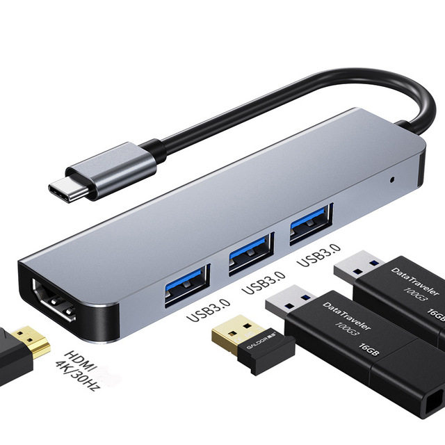 Aluminum Type C Adapter Hub 4 in 1 Usb c to hd Mi 4k Hdtv Hub Usb3.1 Adapter Powerology 4 in 1 Usb-c Hub With hd Mi Usb Aux