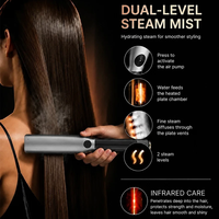 Catokan Rambut Uap Infrared Lapisan Keramik Pengunci Kunci Otomatis Mati Sendiri Atomisasi Ganda Tingkat Air NTC OEM Styling Iron
