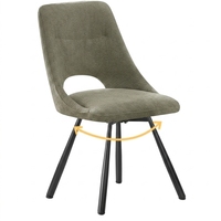 Chaises de salle à manger modernes pivotantes à 360°, imitation cachemire, tissu en coton, pieds en métal noir, salle à manger, cuisine, marron, gris