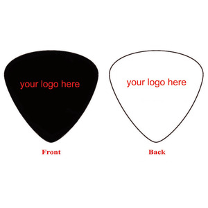 Guitare en celluloïd personnalisée en forme de triangle noir pur, impression <span class=keywords><strong>double</strong></span> face sur plectre noir massif 0.46mm 0.71mm 0.96mm - Product Image 2