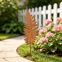 Décoration de jardin en métal personnalisée en forme de feuille de fougère, piquets rustiques en métal pour les jardins, les parterres de fleurs, les patios et la décoration paysagère