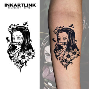 INKARTLINK Autocollant <span class=keywords><strong>Tatouage</strong></span> Fille Anime Japonaise Style Kawaii Fleur de <span class=keywords><strong>Cerisier</strong></span> Sakura Herbal 15 Jours Art Corporel Fournitures en Gros - Product Image 1