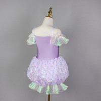 Robe de danse sirène en tulle à paillettes violet pastel pour enfants, costume de spectacle enchanté avec des ailes irisées, costume de danse