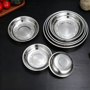 Plato Redondo de Acero Inoxidable 304 de 14cm, 16cm, 18cm, 20cm, 22cm, 24cm, 26cm, 28cm con Acabado Espejo para Hotel, Cocina Casera, Salteados y Barbacoa - Product Image 2