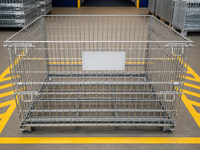 Conteneur en treillis métallique pliable, durable, avec revêtement en poudre, pour équipement électronique, cage de stockage verrouillable pour l'industrie mécanique