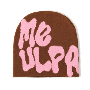 定制带标志Y2K Beenies亚克力高品质针织冬帽高级羊绒羊毛Mea Culpa提花马海毛豆豆 - Product Image 6